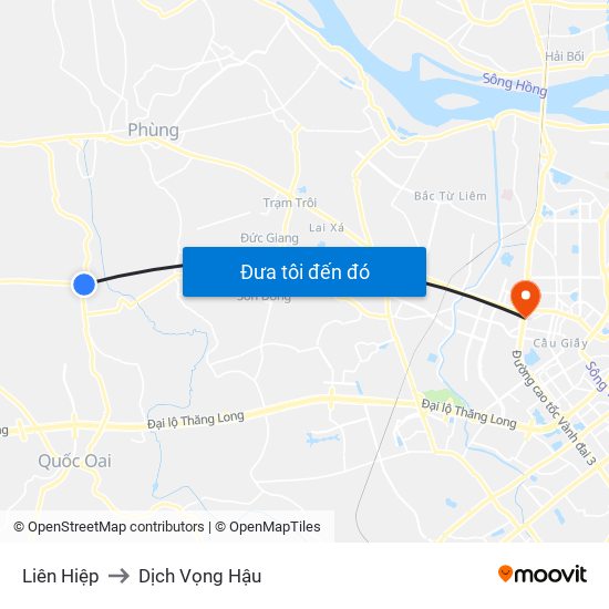 Liên Hiệp to Dịch Vọng Hậu map