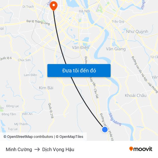 Minh Cường to Dịch Vọng Hậu map