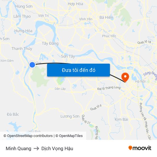 Minh Quang to Dịch Vọng Hậu map