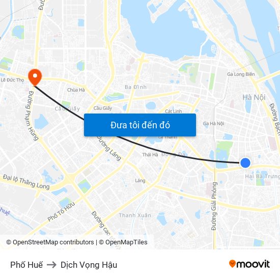 Phố Huế to Dịch Vọng Hậu map