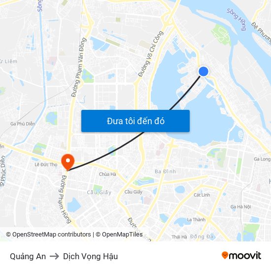 Quảng An to Dịch Vọng Hậu map