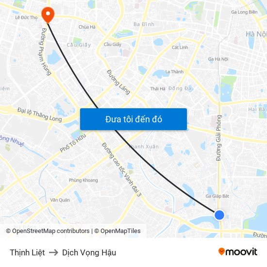 Thịnh Liệt to Dịch Vọng Hậu map