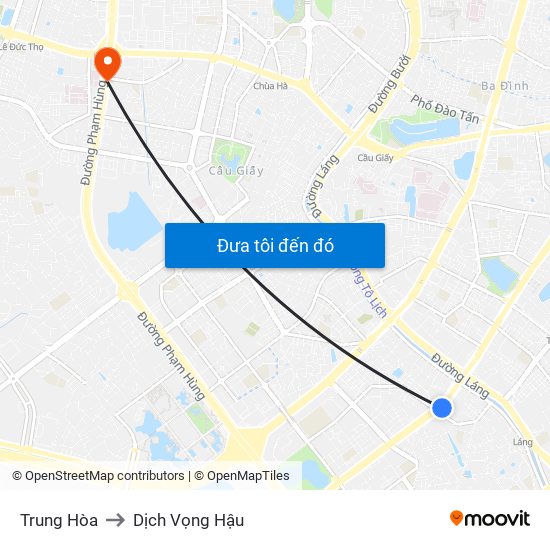 Trung Hòa to Dịch Vọng Hậu map