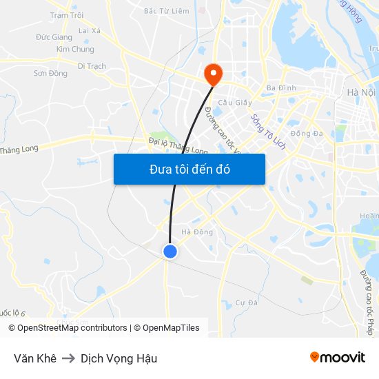 Văn Khê to Dịch Vọng Hậu map