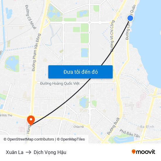 Xuân La to Dịch Vọng Hậu map