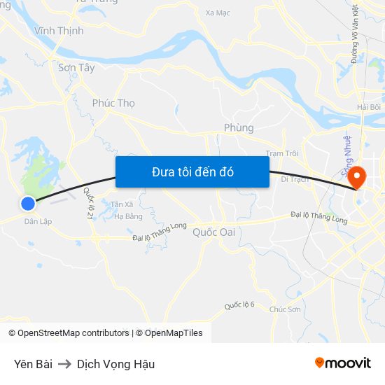 Yên Bài to Dịch Vọng Hậu map