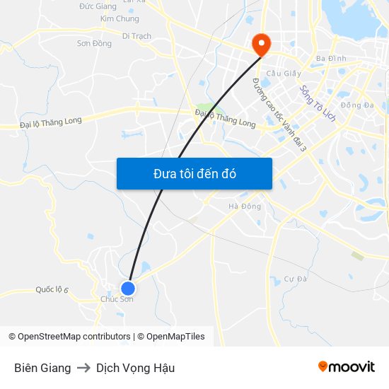 Biên Giang to Dịch Vọng Hậu map