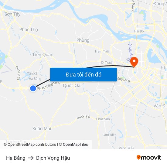 Hạ Bằng to Dịch Vọng Hậu map