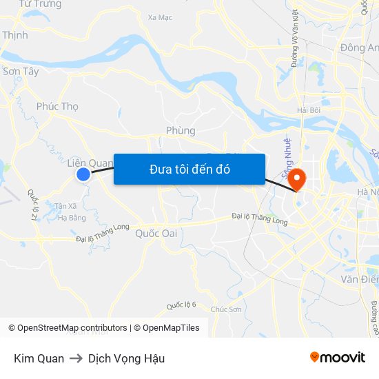 Kim Quan to Dịch Vọng Hậu map