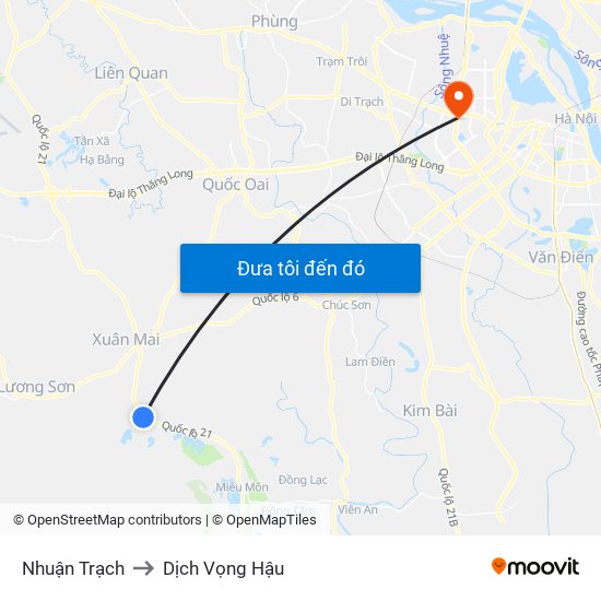 Nhuận Trạch to Dịch Vọng Hậu map