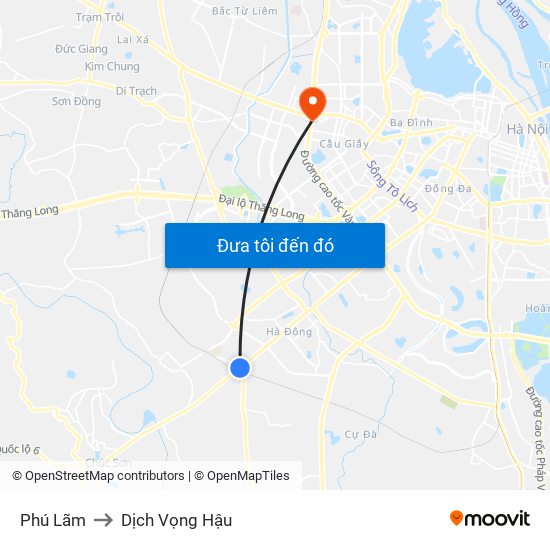 Phú Lãm to Dịch Vọng Hậu map
