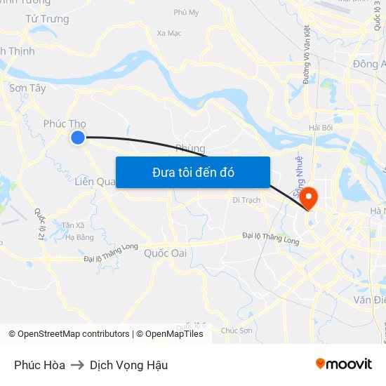 Phúc Hòa to Dịch Vọng Hậu map