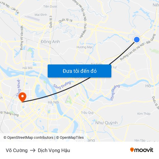 Võ Cường to Dịch Vọng Hậu map