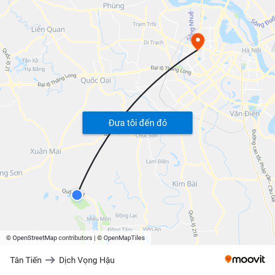 Tân Tiến to Dịch Vọng Hậu map