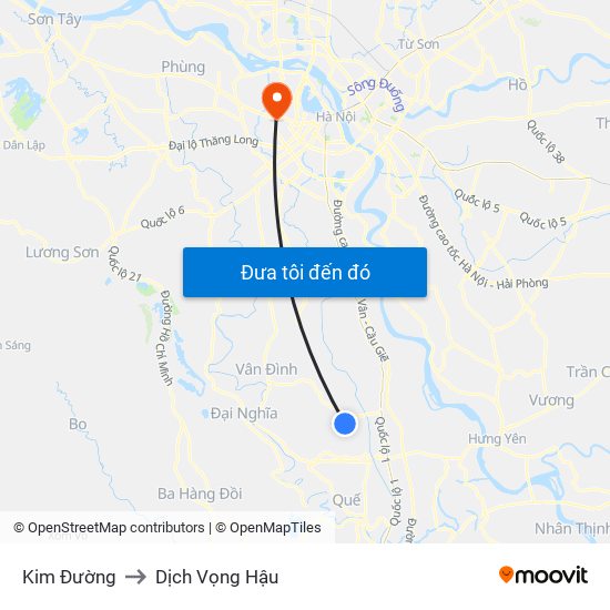 Kim Đường to Dịch Vọng Hậu map