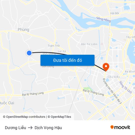 Dương Liễu to Dịch Vọng Hậu map