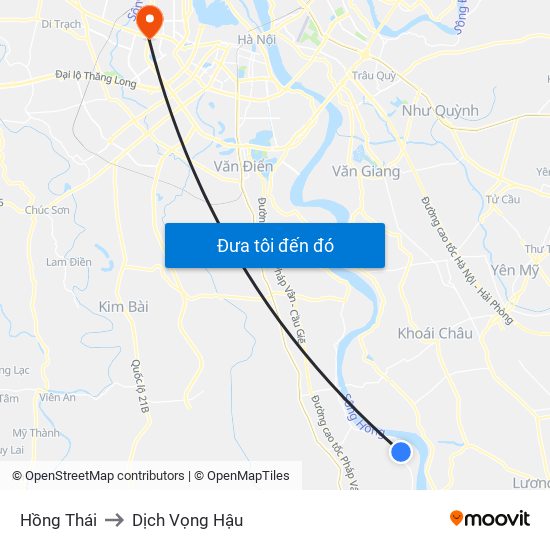 Hồng Thái to Dịch Vọng Hậu map