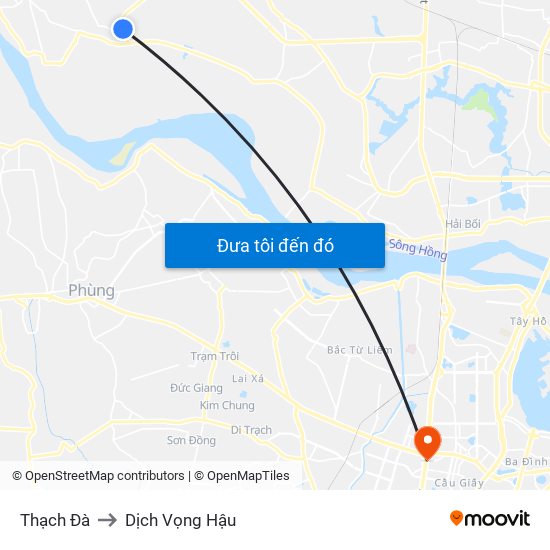 Thạch Đà to Dịch Vọng Hậu map