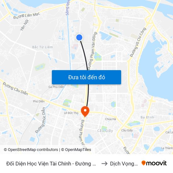 Đối Diện Học Viện Tài Chính - Đường Đức Thắng to Dịch Vọng Hậu map