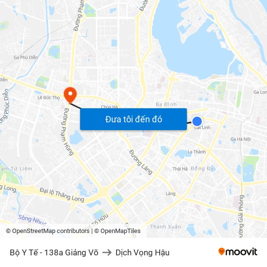 Bộ Y Tế - 138a Giảng Võ to Dịch Vọng Hậu map