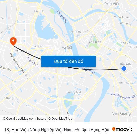 (B) Học Viện Nông Nghiệp Việt Nam to Dịch Vọng Hậu map