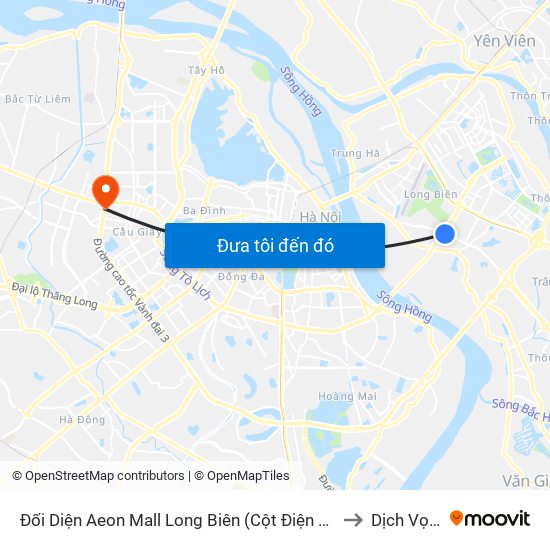 Đối Diện Aeon Mall Long Biên (Cột Điện T4a/2a-B Đường Cổ Linh) to Dịch Vọng Hậu map