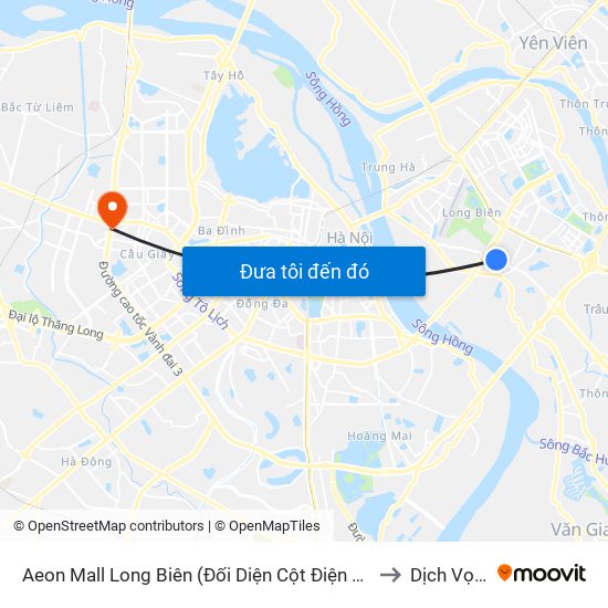Aeon Mall Long Biên (Đối Diện Cột Điện T4a/2a-B Đường Cổ Linh) to Dịch Vọng Hậu map