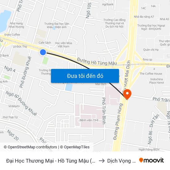 Đại Học Thương Mại - Hồ Tùng Mậu (Cột Sau) to Dịch Vọng Hậu map