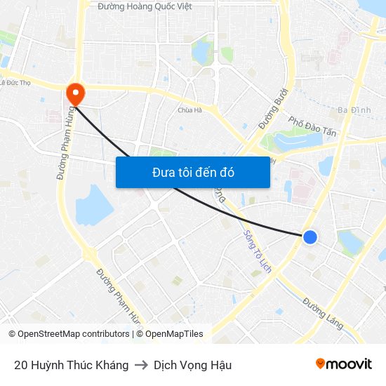 20 Huỳnh Thúc Kháng to Dịch Vọng Hậu map