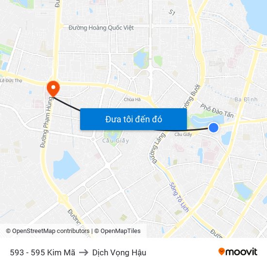 593 - 595 Kim Mã to Dịch Vọng Hậu map