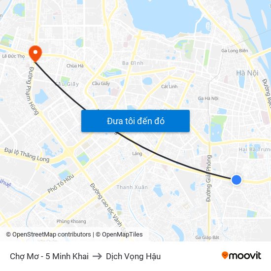 Chợ Mơ - 5 Minh Khai to Dịch Vọng Hậu map