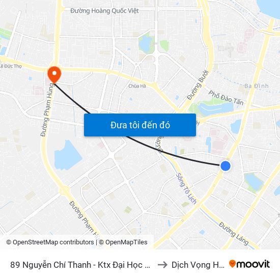 89 Nguyễn Chí Thanh - Ktx Đại Học Luật to Dịch Vọng Hậu map