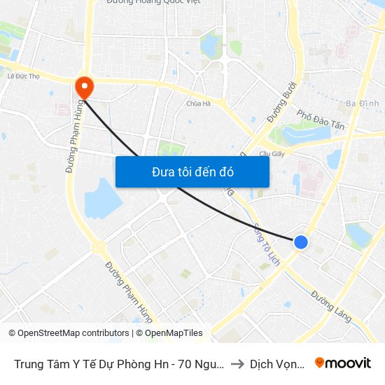 Trung Tâm Y Tế Dự Phòng Hn - 70 Nguyễn Chí Thanh to Dịch Vọng Hậu map