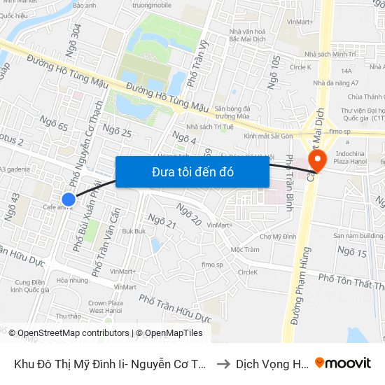 Khu Đô Thị Mỹ Đình Ii- Nguyễn Cơ Thạch to Dịch Vọng Hậu map