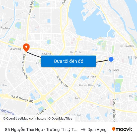 85 Nguyễn Thái Học - Trường Th Lý Thường Kiệt to Dịch Vọng Hậu map