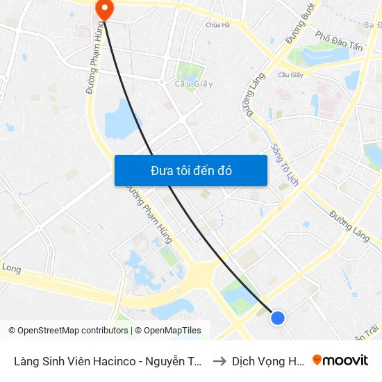 Làng Sinh Viên Hacinco - Nguyễn Tuân to Dịch Vọng Hậu map