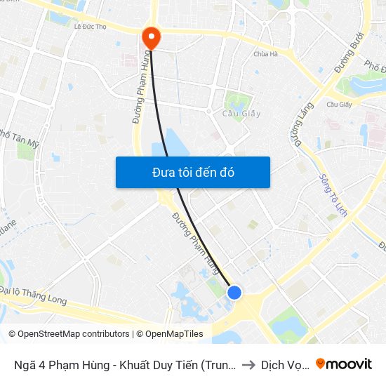 Ngã 4 Phạm Hùng - Khuất Duy Tiến (Trung Tâm Hội Nghị Quốc Gia) to Dịch Vọng Hậu map