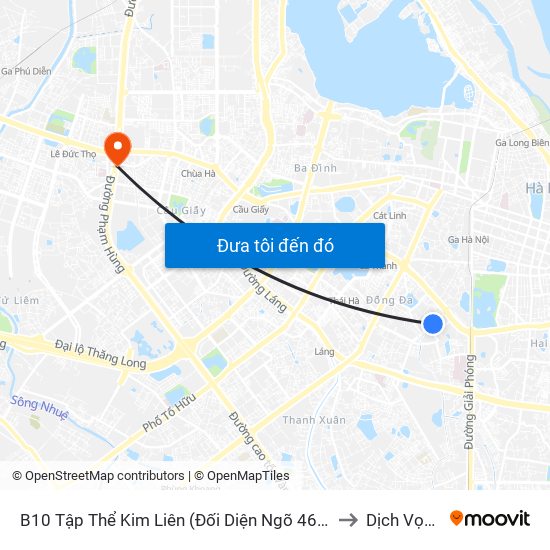 B10 Tập Thể Kim Liên (Đối Diện Ngõ 46b Phạm Ngọc Thạch) to Dịch Vọng Hậu map