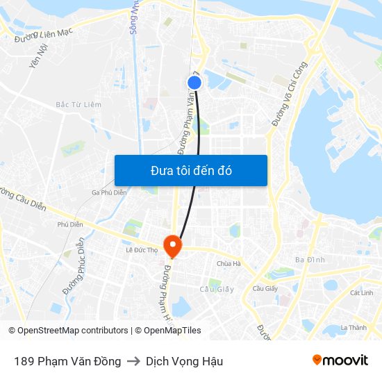 189 Phạm Văn Đồng to Dịch Vọng Hậu map