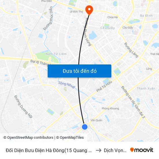 Đối Diện Bưu Điện Hà Đông(15 Quang Trung Hà Đông) to Dịch Vọng Hậu map