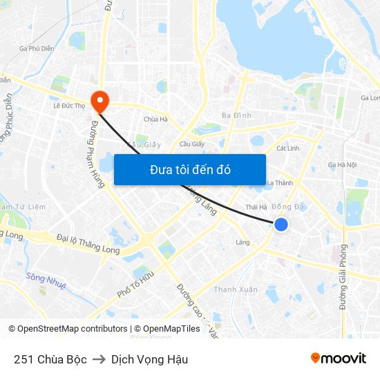 251 Chùa Bộc to Dịch Vọng Hậu map