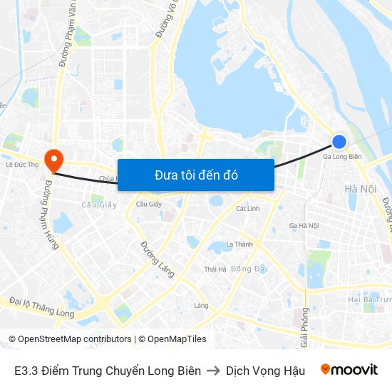 E3.3 Điểm Trung Chuyển Long Biên to Dịch Vọng Hậu map