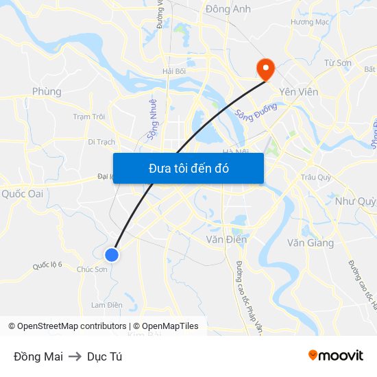 Đồng Mai to Dục Tú map
