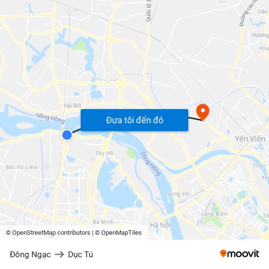 Đông Ngạc to Dục Tú map