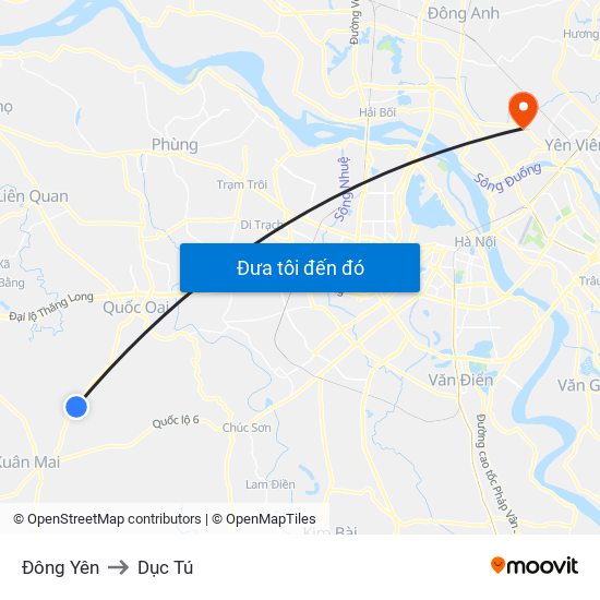 Đông Yên to Dục Tú map