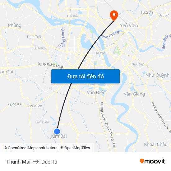 Thanh Mai to Dục Tú map