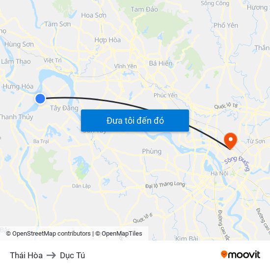 Thái Hòa to Dục Tú map