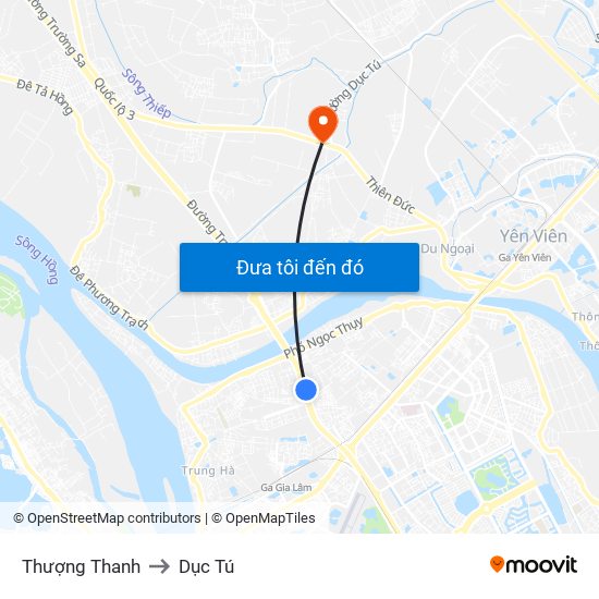 Thượng Thanh to Dục Tú map