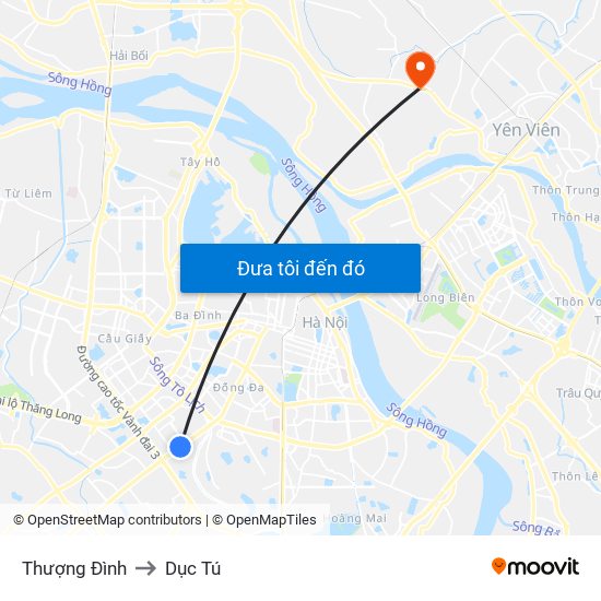 Thượng Đình to Dục Tú map