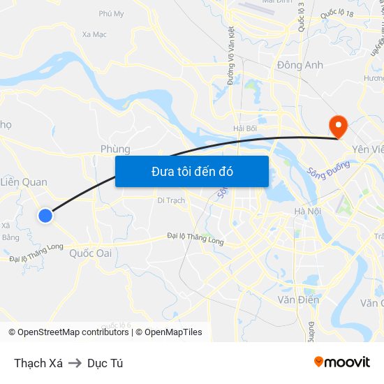 Thạch Xá to Dục Tú map